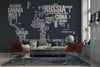 Countries World Map Wallpaper: Peel and Stick Art Deco Wall Mural