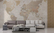 World Map Wallpaper Mural: Brown Tones, Peel and Stick