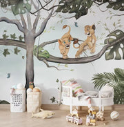 Lion Family Kids Room Wallpaper: Jungle Animal Mural