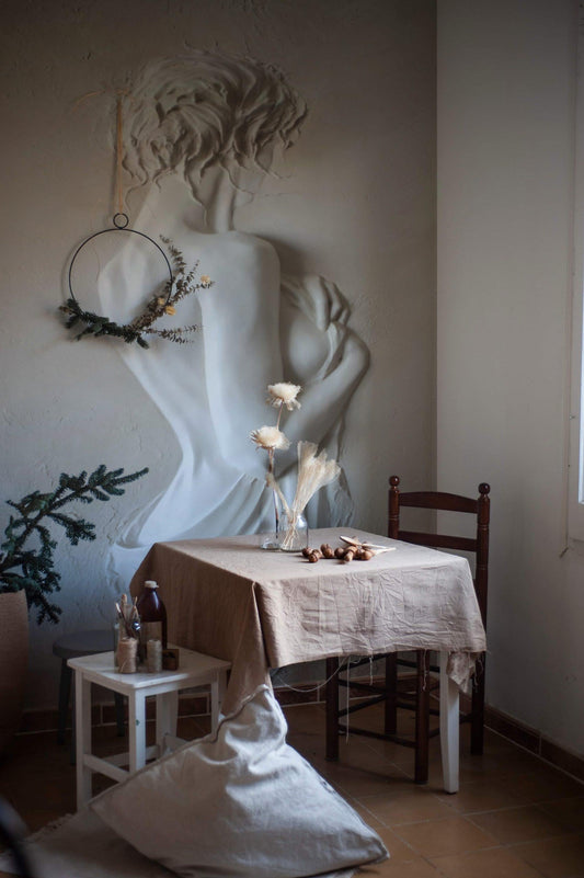 3D Illusion Woman Wallpaper: Clay Statue Art Wall Mural