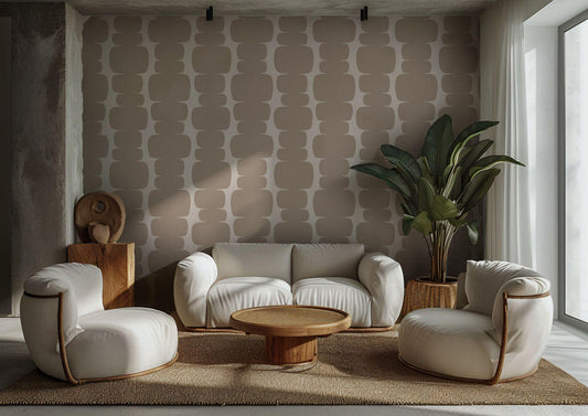 Abstract Brown & Beige Peel and Stick Wallpaper: Retro Wall Decal