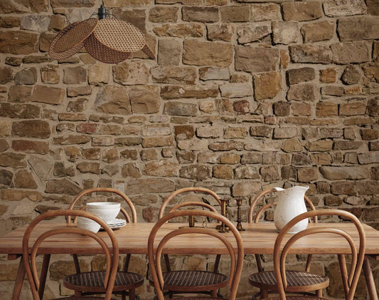 3D Stone Wall Wallpaper: Restaurant Cafe Decor, Removable Self-Adhesive