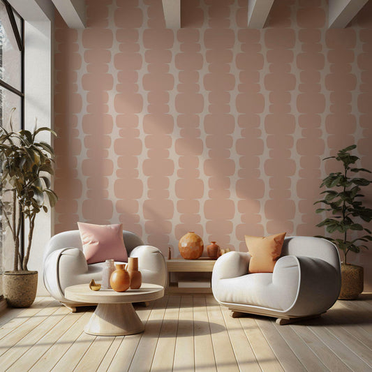 Abstract Pink & Beige Peel and Stick Wallpaper: Retro Wall Decal