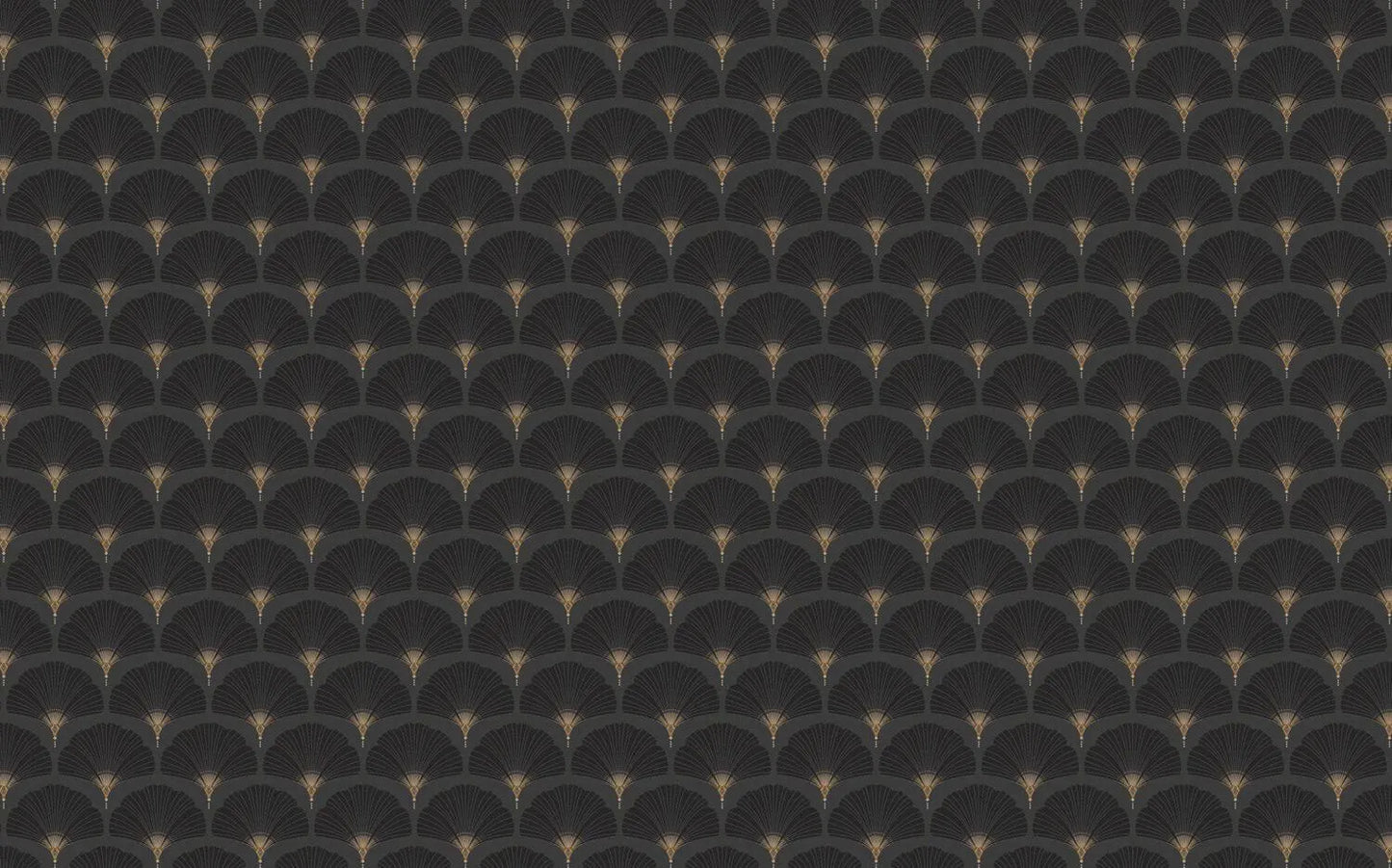 Black Fan Pattern Wallpaper: Retro Removable Wall Decal