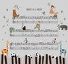 Animals on Musical Notes Wallpaper - Nursery & Kids Room Decor