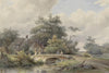 Papier peint mural vintage « Vue de village » : Palais au bord de la rivière (adhésif)