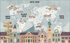 Children's World Map Wallpaper with Cars: Nursery Decor (Peel and Stick)