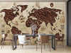 Kaffeebohnen-Weltkarten-Tapete: Café-Restaurant-Wanddekor