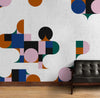 Abstrakte geometrische, abnehmbare Tapete: Buntes Dreiecks-Wandbild