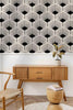 Black and White Fan Flowers Wallpaper: Retro Removable Wall Decal