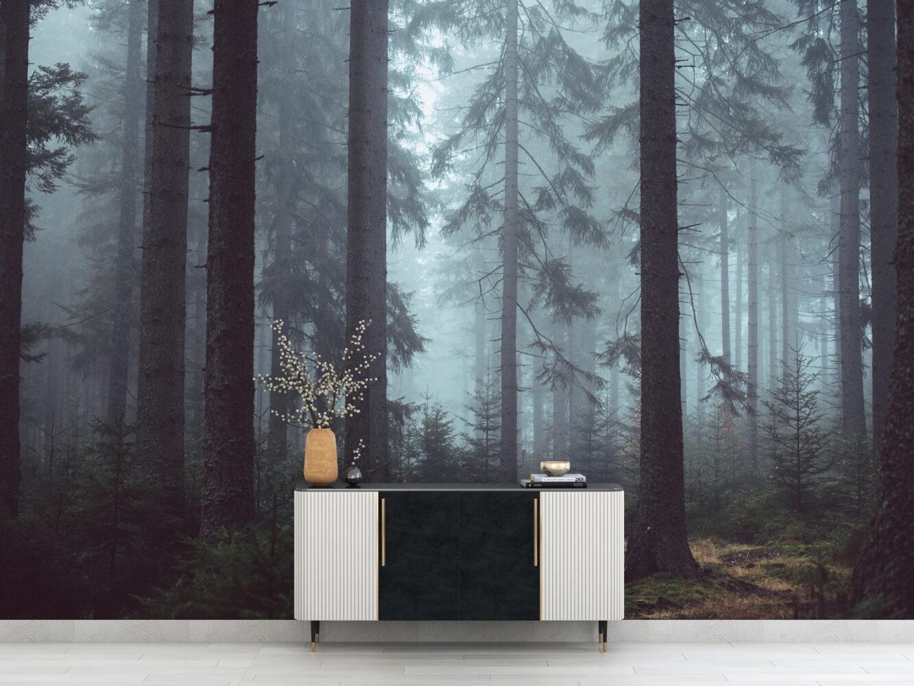 Dark Forest Landscape Wallpaper: Study Room, Office Decor