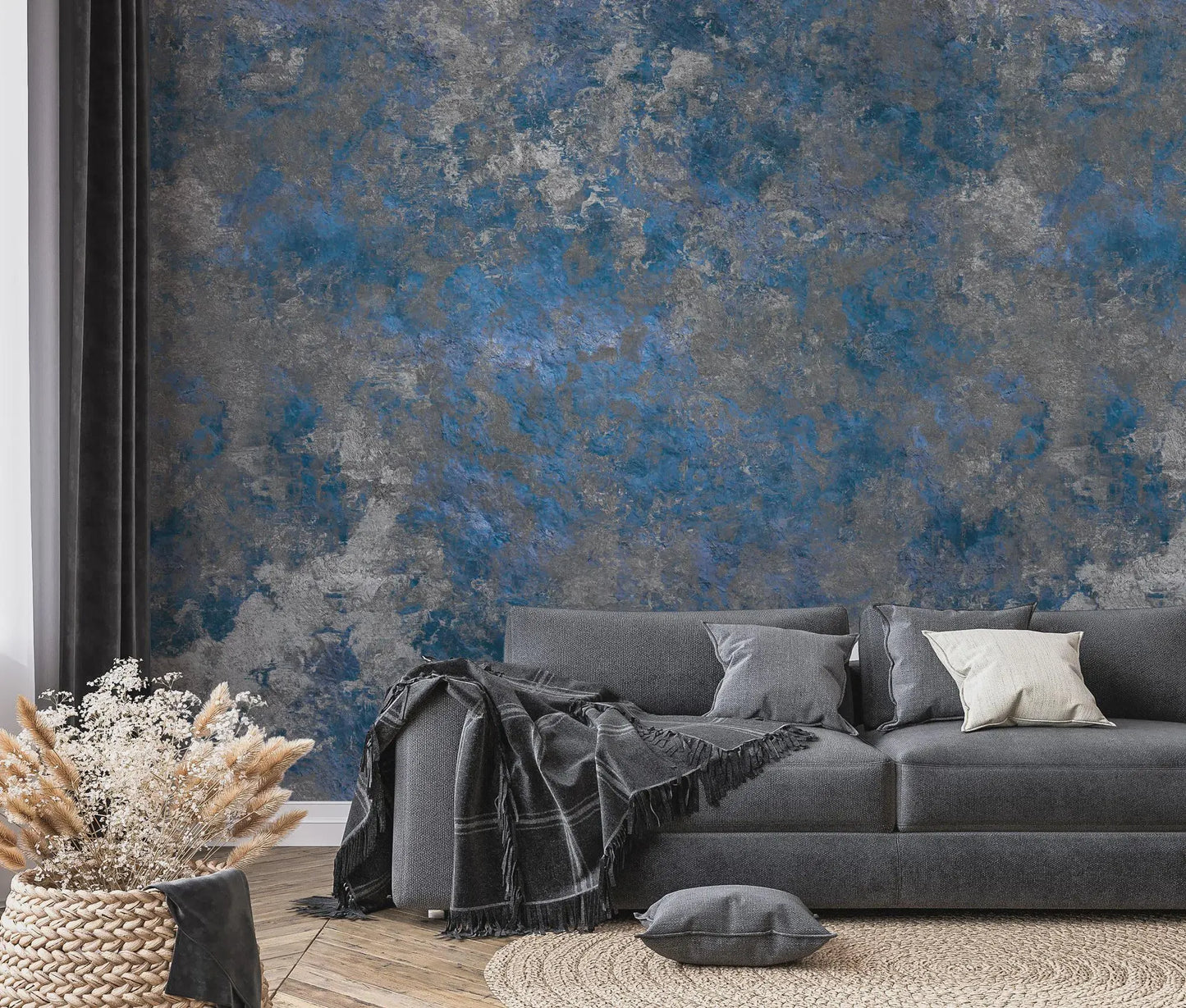 Rusty Copper Effect Wallpaper: Self-Adhesive Blue Deco Art Mural
