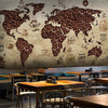 Kaffeebohnen-Weltkarten-Tapete: Café-Restaurant-Wanddekor