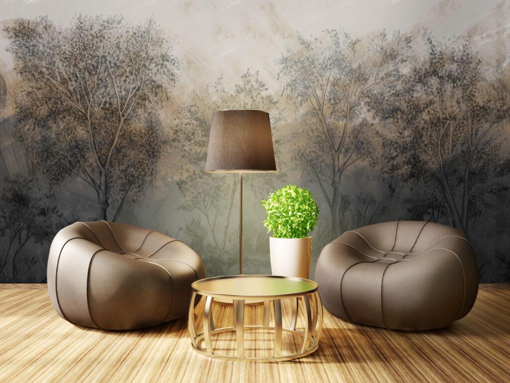 3D Forest Wallpaper Mural: Tree Pattern Peel and Stick Removable