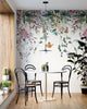 Papier peint mural floral tropical : feuilles suspendues, fleurs printanières, amovible