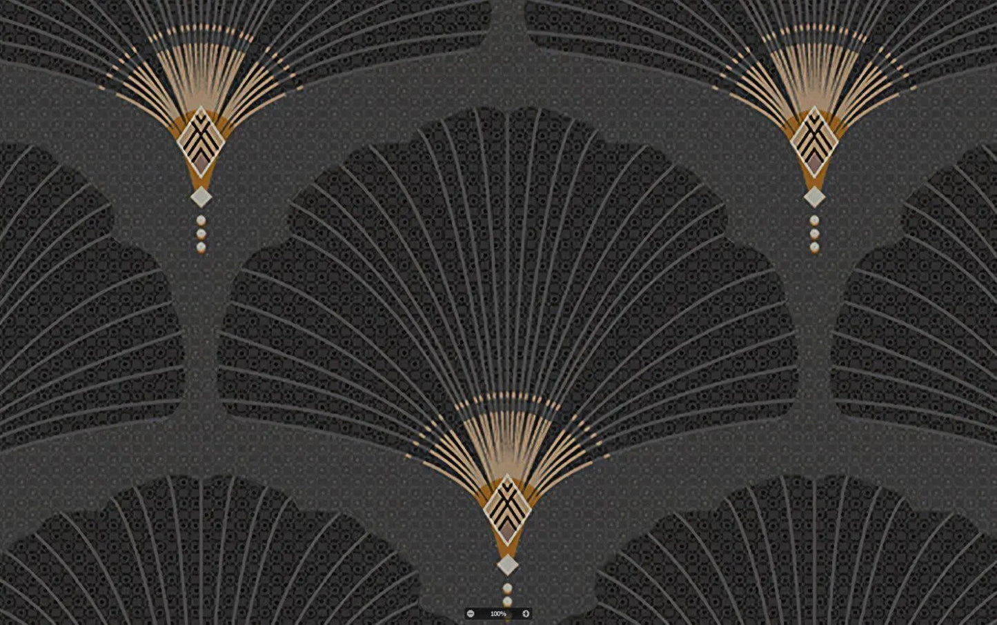 Black Fan Pattern Wallpaper: Retro Removable Wall Decal