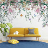 Papier peint mural floral tropical : feuilles suspendues, fleurs printanières, amovible